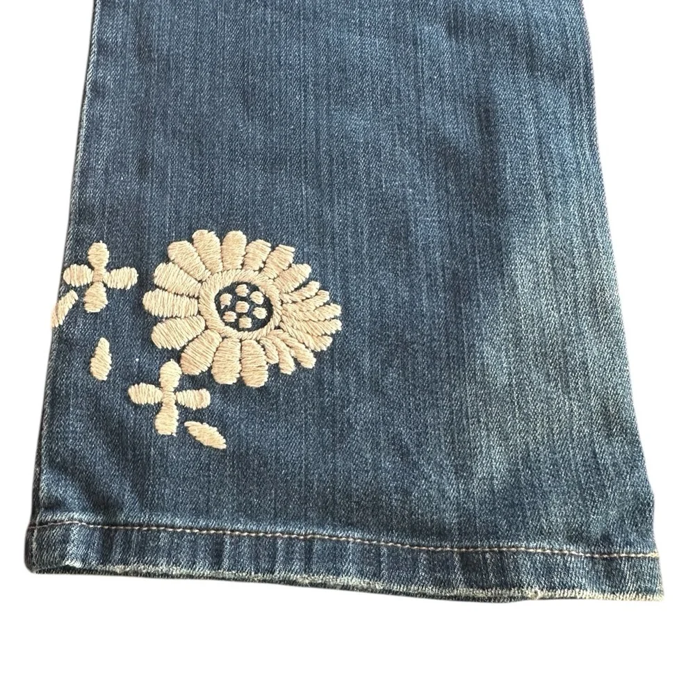 VTG WHBM Blanc Denim Jeans Hand Embroidered Bootcut NWT Y2K Floral 30x32 Size 4
